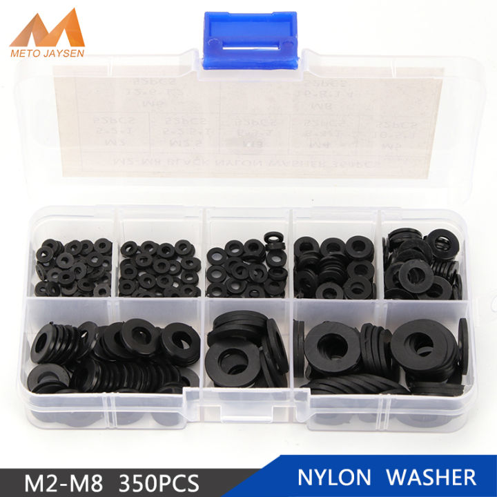 Hard Nylon Plastic Washer Flat Gasket White/Black 350pcs/364pcs Not