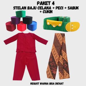 SETELAN BAJU PANGSI DEWASA BAJU ADAT SUNDA BETAWI PAKET LENGKAP (free Gift Jika masih ada stok)