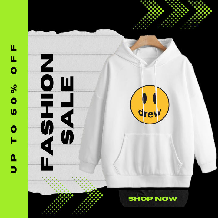 [Ready Stock In Malaysia] Happy Smile Men Hoodie Baju Hoodie Viral