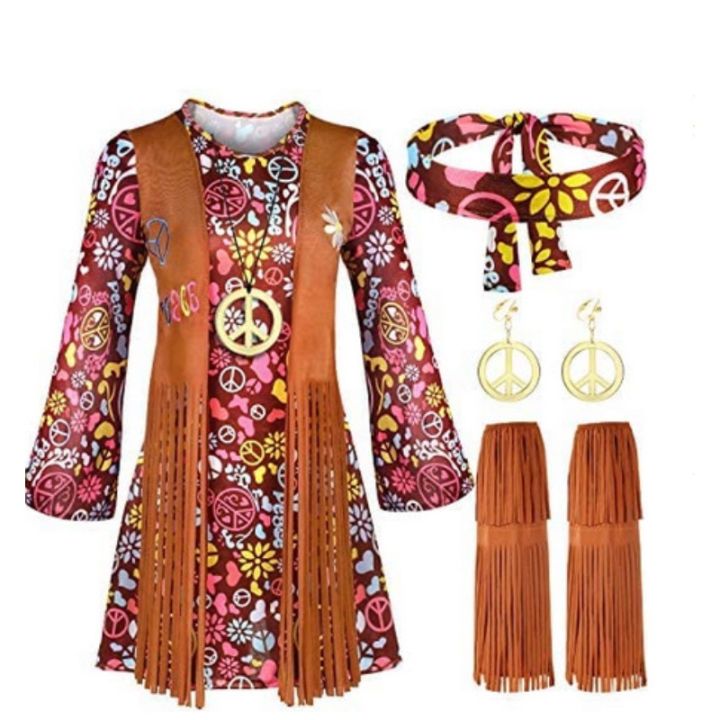 Roma 4PC Peace & Love Hippie Costume