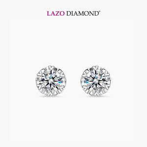 LAZO DIAMOND Lumina Love Mark Bloom Diamond Stud Earrings in 18k White gold