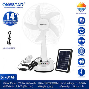 [FREE 2LED Bulb] NSS 14 Inch Solar Stand Fan Multifunction Desk Electric Fan With Solar Panel