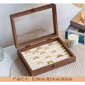 Shopclassyshop High-end jewelry storage box with walnut wood grain multi-layer compartments for rings studs earrings and accessories
