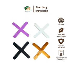 Lót nồi gỗ tràm 4 màu chống nóng cách nhiệt – Đế lót nồi decor bếp phong cách mộc