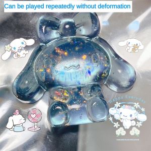 Squishy jelly kenyal glitter Sanrio cinnamon roll kuromi my melody moni tarik mainan stress anak pembersih debu lucu