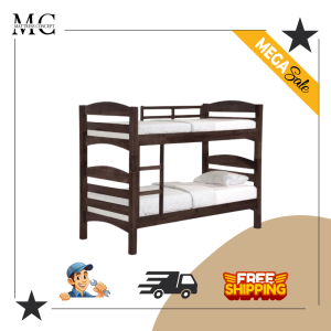 【LOCAL SELLER】 JAN WALNUT DOUBLE DECKER BED SINGLE/SUPER SINGLE ( FREE DELIVERY & INSTALLATION)