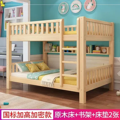 Double Decker Bed Frame Double Bed Loft Bed High Low Upper and Lower Bed Household Solid Wood Bunk Bed Multi-functional Kids Bed Frame With Storage