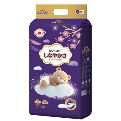 Sukos Lampin Tarik Bayi Saiz S-XXXL 50 Keping: Super Serap Anti Bocor & Permukaan Lembut Bernafas China Diaper