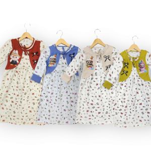 PAKET GROSIR GAMIS ANAK LABUBU ROMPI PITA UMUR 2-8 TAHUN BAHAN CRINCKLE BAYAR DI TEMPAT