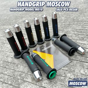 PAKET HANDGRIP MOSCOW M010 GRIP HG55 HG66 SET KIRI KANAN BANDUL HANDFAT KARET LEMBUT HANFAT MOTOR GAGANG GAS MOTOR VARIASI + SEPASANG JALU STANG PCX BESAR BANDUL STIR ENDBAR CHROME CROM VARIO BEAT SCOOPY LEXI FINO LEXI STYLO FILANO NMAX PCX