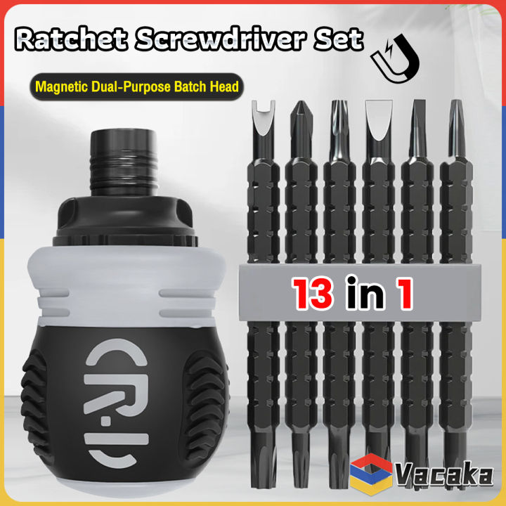 13 in 1 Ratchet Screwdriver Set Alloy Steel Magnetic Dual-Purpose Batch ...