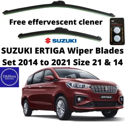 WIPER BLADE SET FOR SUZUKI ERTIGA 2014 to 2021 +(FREE)CAR WINDSHIELD WINDOW CLEANER TABLETS