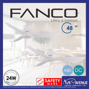 FANCO CO-FAN Hugger Low Profile DC Motor 3 Blade Ceiling Fan with Remote Control and Optional 3 Tone LED Light Kit