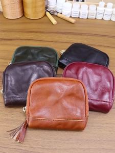 Vintage vegetable-tanned top-grain leather bracelet storage bag genuine leather coin and card holder multifunctional portable soft leather small clutch