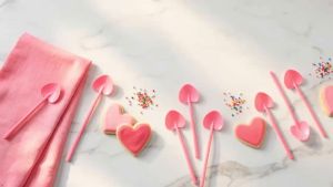 KALLORY 100PCS Pink Plastic Spoons Heart Shaped Dessert Spoon for Tasting Ice Cream CakeYogurt Jelly Pie Party Tableware for Wedding Birthday Holiday