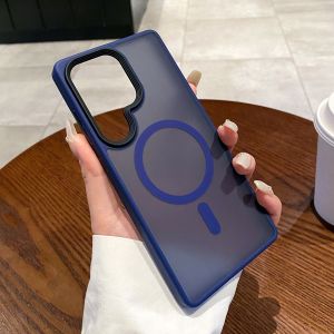 Luxury Matte Magnetic Case for Samsung Galaxy S25 Ultra S25 Plus Wireless Charging Frosted Shockproof Ultra Slim Cover