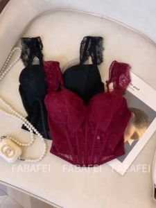 【Ship in 24H】【Ready】纯欲网纱蝴蝶结蕾丝吊带背心女秋季新款带胸垫鱼骨胸衣无袖小上衣 Tank top