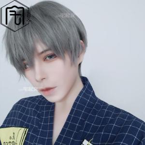6เวอร์ชั่นเกาหลีของหล่อวิกผมชายผมสั้นยายสีเทาปุยธรรมชาติสมจริงสั้นตรงผมตรงวิกผมชายเต็มหมวก{เรือใกล้เคียง}