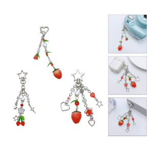 Cherry Keychain Charm Cute Bag Ornaments Alloy Material Strawberry Backpack Pendant Perfect Gift for Fashion Lover