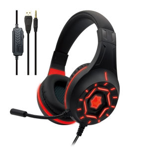 Head-mounted Wired Computer Headphones Gaming Desktop Laptop Light-emitting Wired Control E-sports Headset KOMC Factory Wholesale