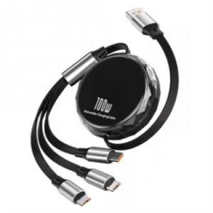 100w Three-in-One Retractable Fast Charging USB Cable Multifunctional Data Cable