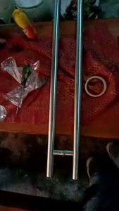 Handle pintu kaca baut tembus bulat minimalis 1 meter/ Handle Pintu Tembus