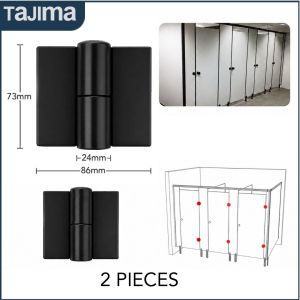 Nylon Black Self Closing Hinge Bathroom Restroom Toilet Partition Hinge Door Accessories (2 pieces)