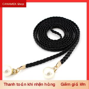 CS Sáng Tạo Mỏng PU Vành Đai Mô Phỏng Ngọc Trai Đàn Hồi Thắt Lưng Phụ Nữ Ăn Mặc Váy Trang Trí Món Quà Phụ Nữ Vành Đai
