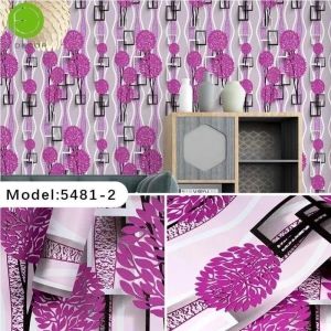 Wallpaper Sticker Dinding Kotak 3D Daun Ungu Panjang 8 Meter x Lebar 45cm