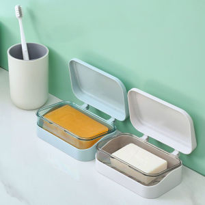 Soap Box Creative Drain With Lid Flip Top Drain Soap Dish Soap Box Plastic Soaps Holder Bathroom Organizer