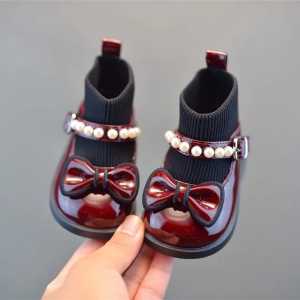 RR Shop28 - Sepatu anak perempuan baby kids flatshoes docmart lucu model pita mutiara / sepatu anak cantik terbaru size 21-25 bisa cod / bayar di tempat