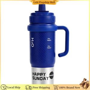 [Ueb Flagship Mall] Insulated Water Bottle with Handle and Straw Insulated Travel Tumbler with 3-Position Lid Leak-Proof for Gym Office Outdoors