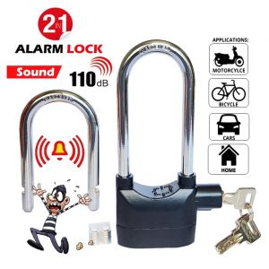 2 in 1 Waterproof Siren Alarm Padlock Alarm Lock For Motorcycle Short Bicycle