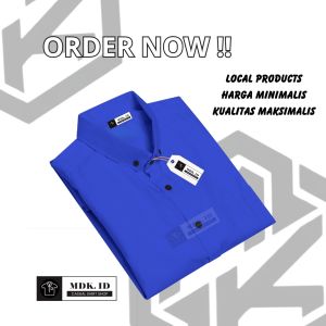 kemeja pria lengan pendek polos warna biru muda slimfit casual hem pria lengan pendek formal