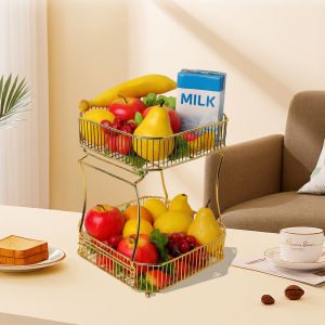NexXio Emas Keranjang Serba Guna 2Tingkat/Keranjang 2TINGKAT/Tray Buah/Tempat Buah/Wadah Buah/Fruit