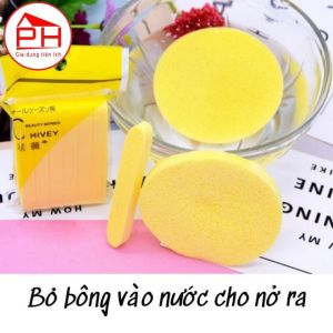 Túi 12 miếng bọt biển rửa mặt Chivey bông nở mút tẩy trang trang điểm tiện lợi - Gia dụng Phước Hòa
