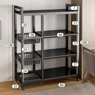 Thicken Kitchen Cabinet Rack 304 Stainless Steel Kitchen Rack Organizer Shelf 3/4/5 Layer Kitchen Floor Stand Rack Microwave Oven Rack Dish Plate Rack Spice Rack Big Size Warehouse Supermarket Rack Space Saver