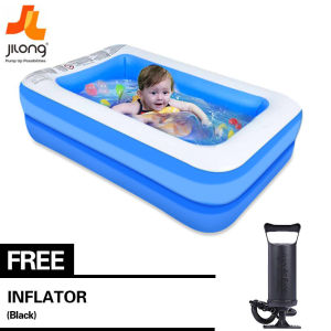 【With free Air Pump】155*108*46cm Swimming Pool Kids Mura Lang Mini Pool for Kids Rectangular Outdoor Kids Pool Inflatable