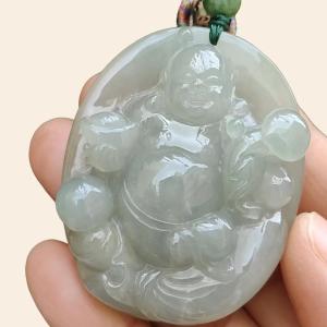 High Quality Natural Type A Jadeite Jade crafted as Ruyi Milo Buddha as Pendant certificate weighs 47.74 grams measurement 50.2 * 40.5 * 12.9 mm (pendant254)