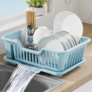 Dish Drainer Kitchen Rack with Drain Plate and Utensil Holder No Assembly Required
