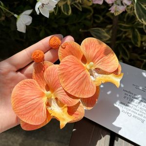 TUMEC Alloy Butterfly Orchid Earrings Simulated Flower Beach Jewelry Flower Drop Earrings Temperament Jewelry Accessories Flower Earrings Wedding