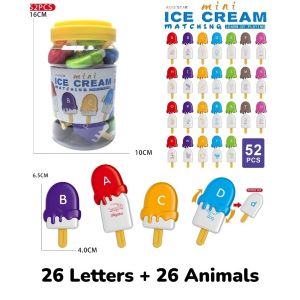 Baby Alphabet Learning Toys for Toddlers Ice Cream ABC Letter Matching Toy Preschool Educational Montessori Toy for Boys Girls