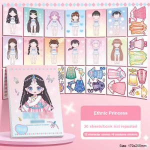 🔥chageey👍 Sticker Book Stickers Paper Doll Dress Up Whole Body Dress Up Girl Stickers Changing Clothes Sticker Cartoon Cute Sticker Girls Toy