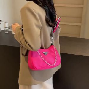 2024 Autumn New Womens Bag Textured Waterproof Fabric Bag Versatile Chain Mother-Daughter Single Shoulder Crossbody Bag