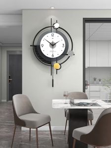 Decorative Silent Quartz Wall Clock with Pendulum Battery Operated Large for Living Room Home Bathroom BedroomaFast shipping