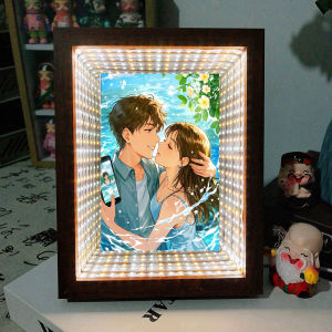 Magic Photo Frame 8R USB DIY Double Glass Wood Frame for Specimen Picture Painting Artwork Dried Leaf Valentines Day Gift