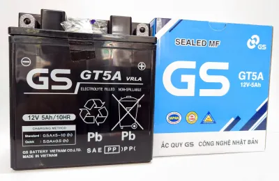 Bình ac quy khô GS GT5A 12V-5Ah cho xe Dream Wave đời đầu Future Sirius Jupiter Taurus Mio
