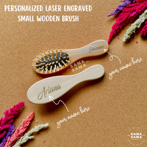 Personalized Laser Engraved Small Wooden Paddle Brush