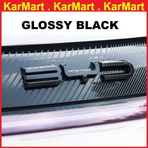 BYD Dolphin Medium Mesh Letter Logo Carbon Fiber BYD Decorative Sticker Modified Front Logo Car Exterior Cover Accessories Name Plate Sporty Emblems