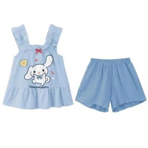 Kawaii Sanrio Anime Cinnamoroll Kuromi Pajamas Summer Simple Fashion Delicate Cute Casual Loose Comfortable Soft Girly Set Gift